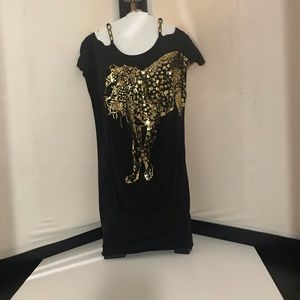A’gaci Gold & Black Leopard Dress Size S